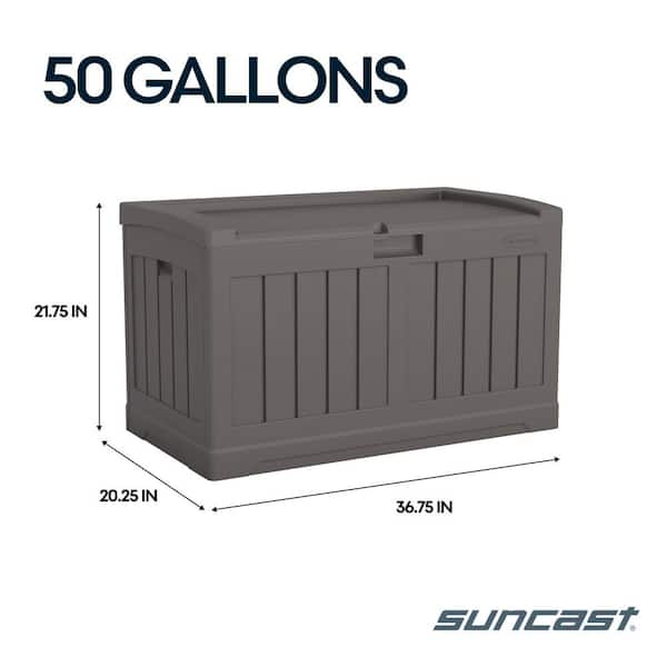 Suncast 50 Gal. Stoney Gray Weather Resistant Plastic Resin Deck Box with  Seat DB5525 - The Home Depot