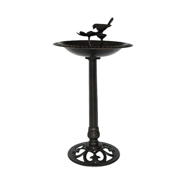 33.5 in. H x 18.75 in. Dia Antique Bronze Aluminum and Cast Iron Bird Bath with Rust-Proof Finish