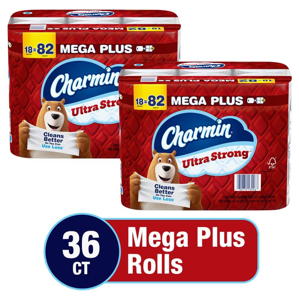 Charmin Ultra Strong White Toilet Paper Roll (36 Mega Plus Rolls ...