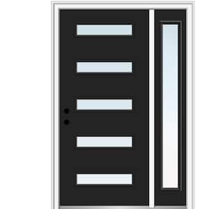 53 in. x 81.75 in. Davina Low-E Glass Right-Hand Inswing 5-Lite Modern Painted Steel Prehung Front Door with Sidelite