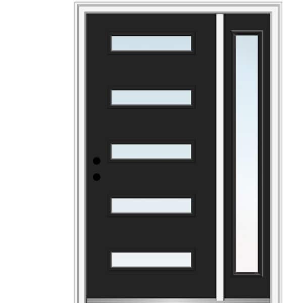 MMI DOOR 53 in. x 81.75 in. Davina Low-E Glass Right-Hand Inswing 5-Lite Modern Painted Steel Prehung Front Door with Sidelite