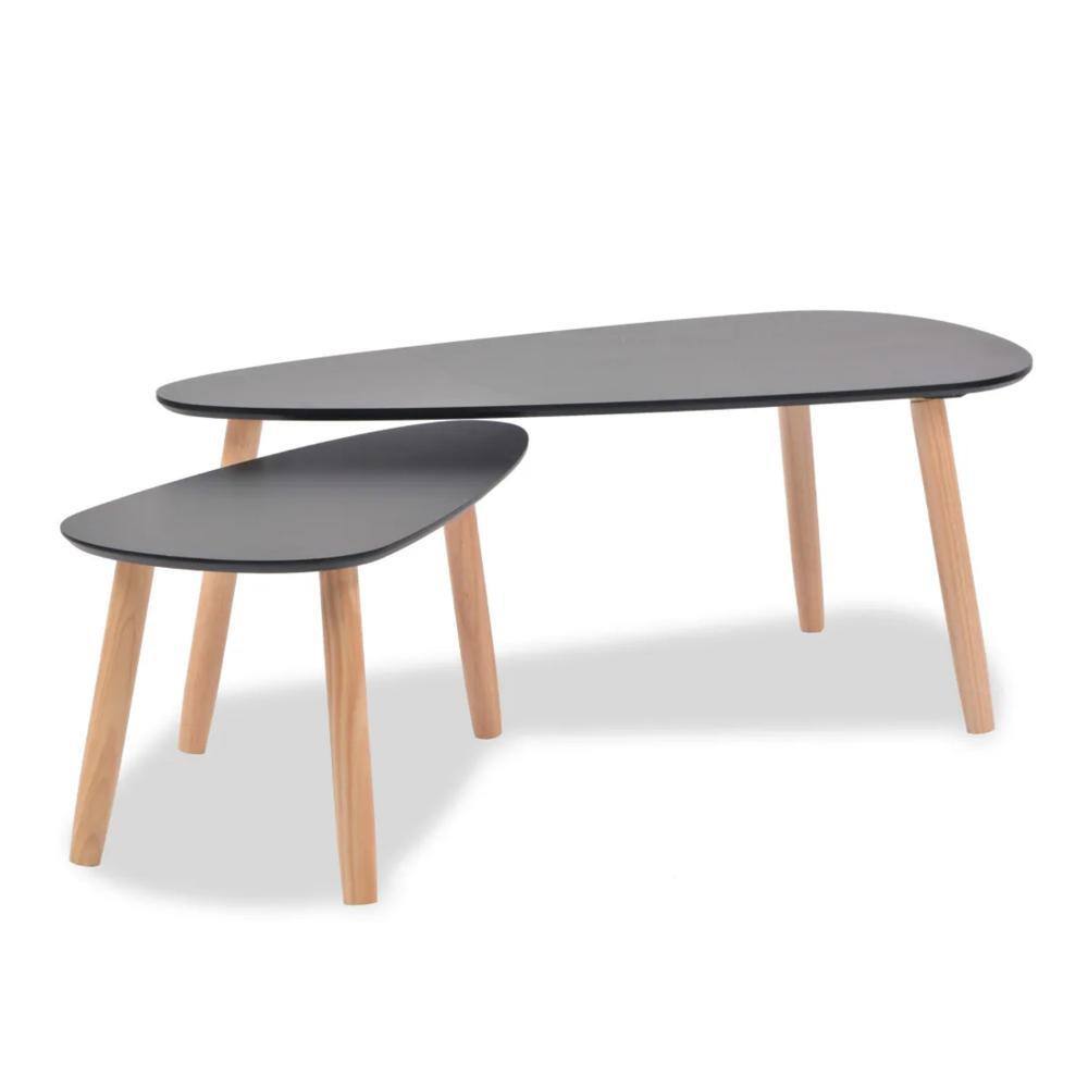 39.4 in. Black Specialty Wood Coffee Table with Tapered Legs