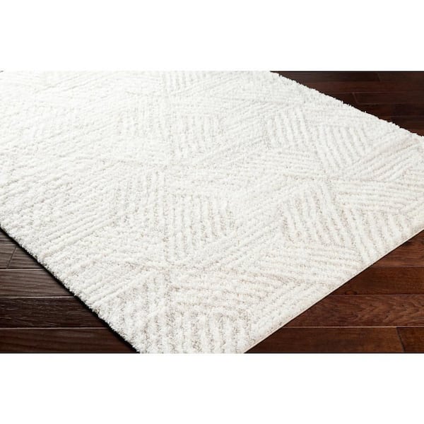 Cloudy Shag Taupe/Cream 5 ft. x 7 ft. Geometric Indoor Area Rug