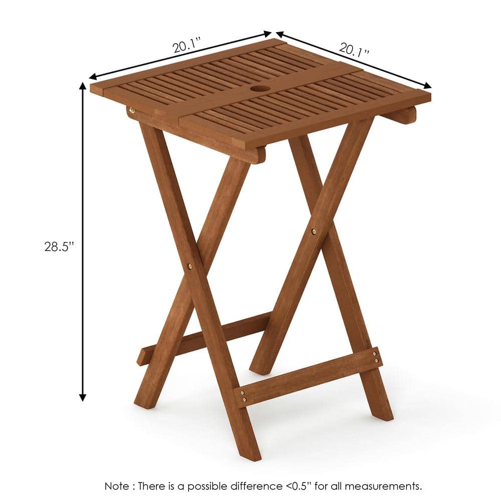 Tioman Medium Brown Wood Folding Outdoor End Table