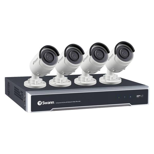 Swann Communications Usa, Inc Swann 8-Channel 4K Surveillance NVR with 4TB Hard Drive and 4x 4K Bullet Cameras