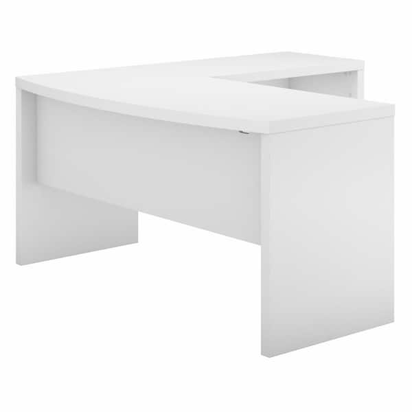 Bush Furniture Echo 60 in. Bow Front L-Shaped Pure White Desk