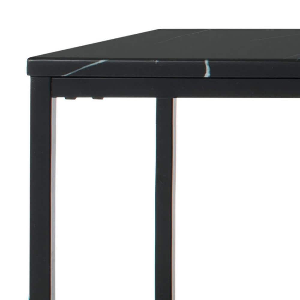 Baize Black Marble and Metal Rectangular Coffee Table