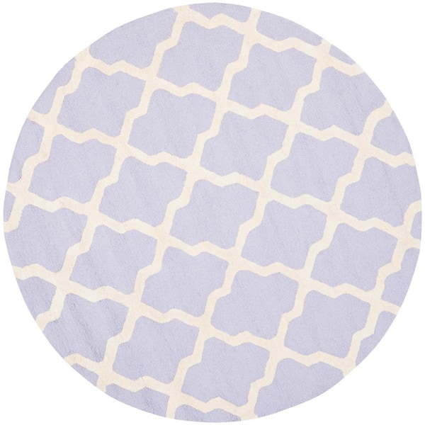 SAFAVIEH Cambridge Lavender/Ivory 6 ft. x 6 ft. Round Trellis Geometric Area Rug