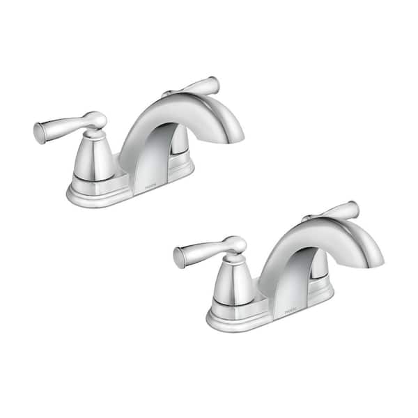 MOEN Banbury 4 in. Centerset 2-Handle Bathroom Faucet Combo Kit in Polished Chrome (2-pack)