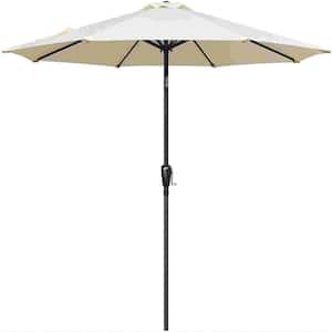 9 ft. Market Outdoor Patio Umbrell in Beige with Button Tilt, Crank, and 8 Sturdy Ribs for Garden