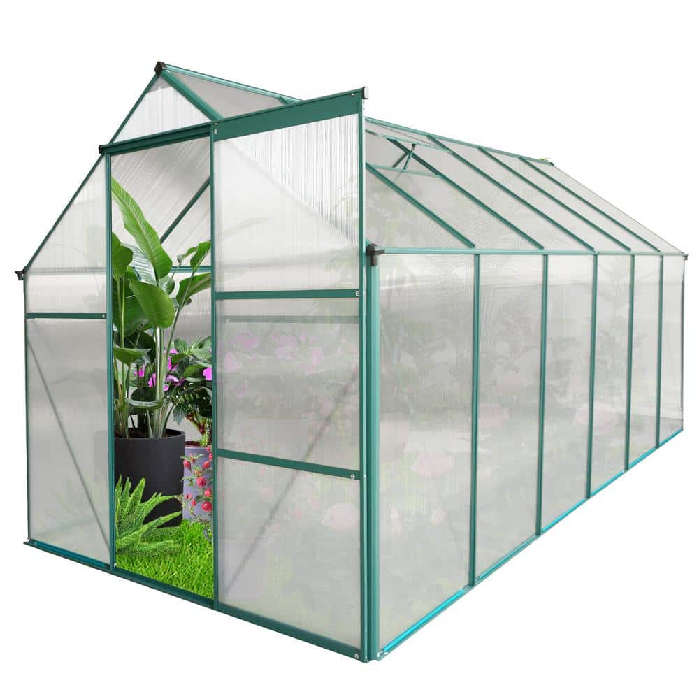 6 ft x 12 ft Outdoor Polycarbonate Greenhouse Raised Base and Anchor Alumin