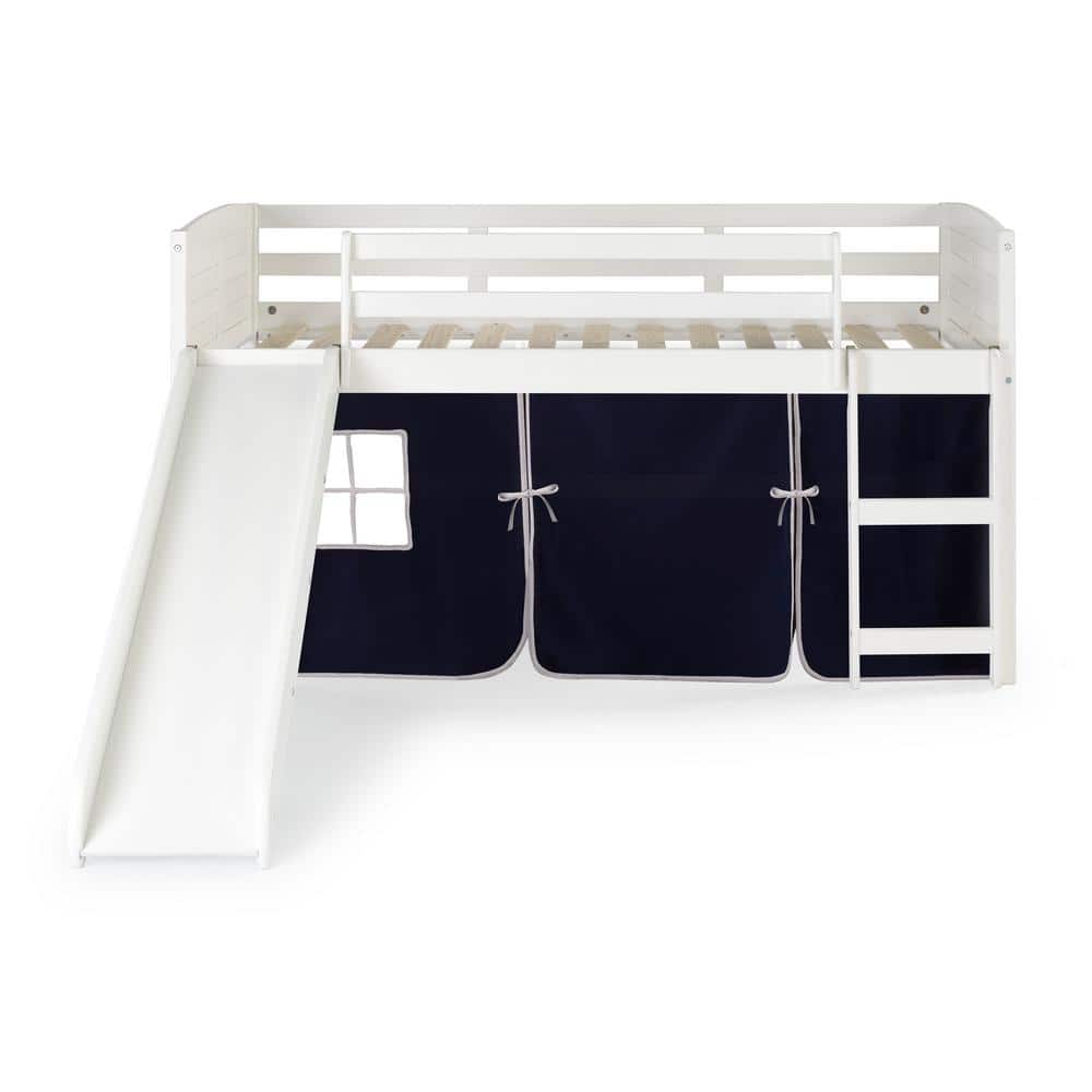 Reviews for Donco Kids White Twin Louver Low Loft Bed with Slide and ...