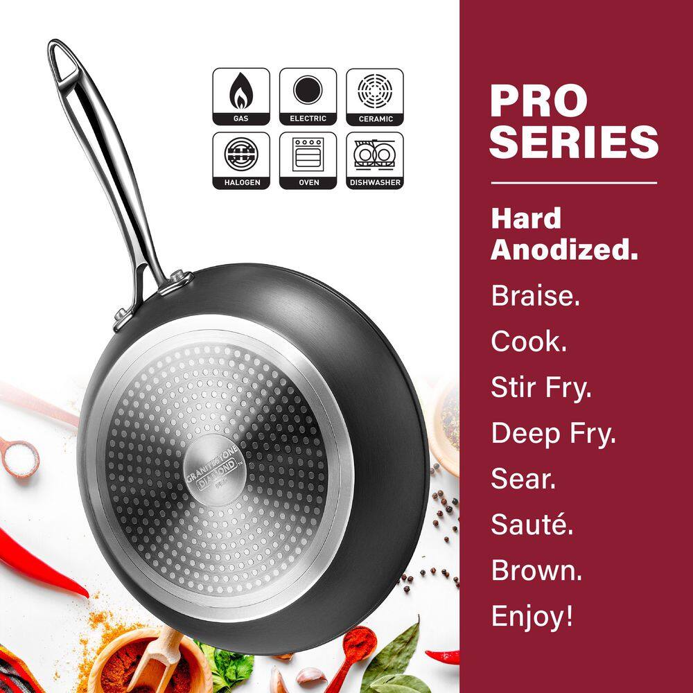 Black Aluminum Non-Stick 3-Piece Fry Pan Set