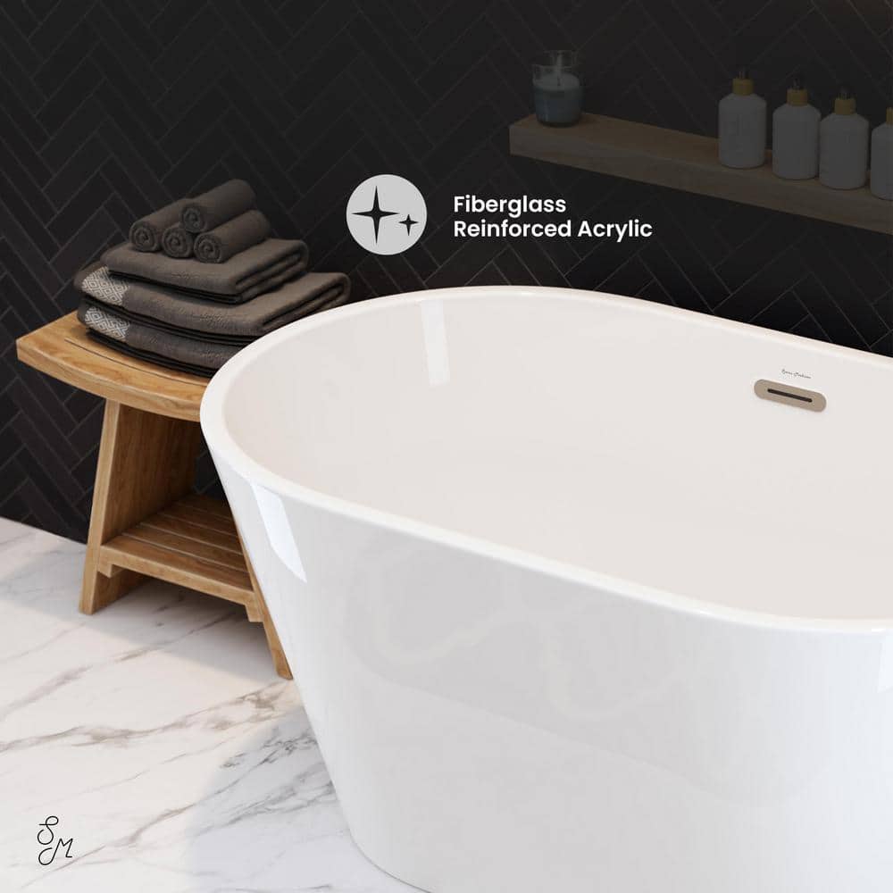 Claire 48" Glossy White Acrylic Freestanding Bathtub