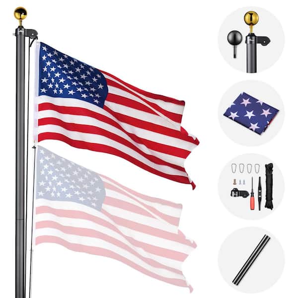 Afoxsos 20 ft. Aluminum Sectional Flagpole with U.S. Flag and Handcrafted  Top Finial Ball HDDB1506-20-SR - The Home Depot