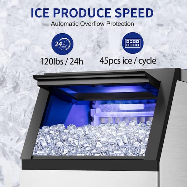 Commercial Ice Maker 160 lb./24 H Freestanding Ice Maker Machine with 35  lb. Storage, Stainless Steel KM63HD - The Home Depot