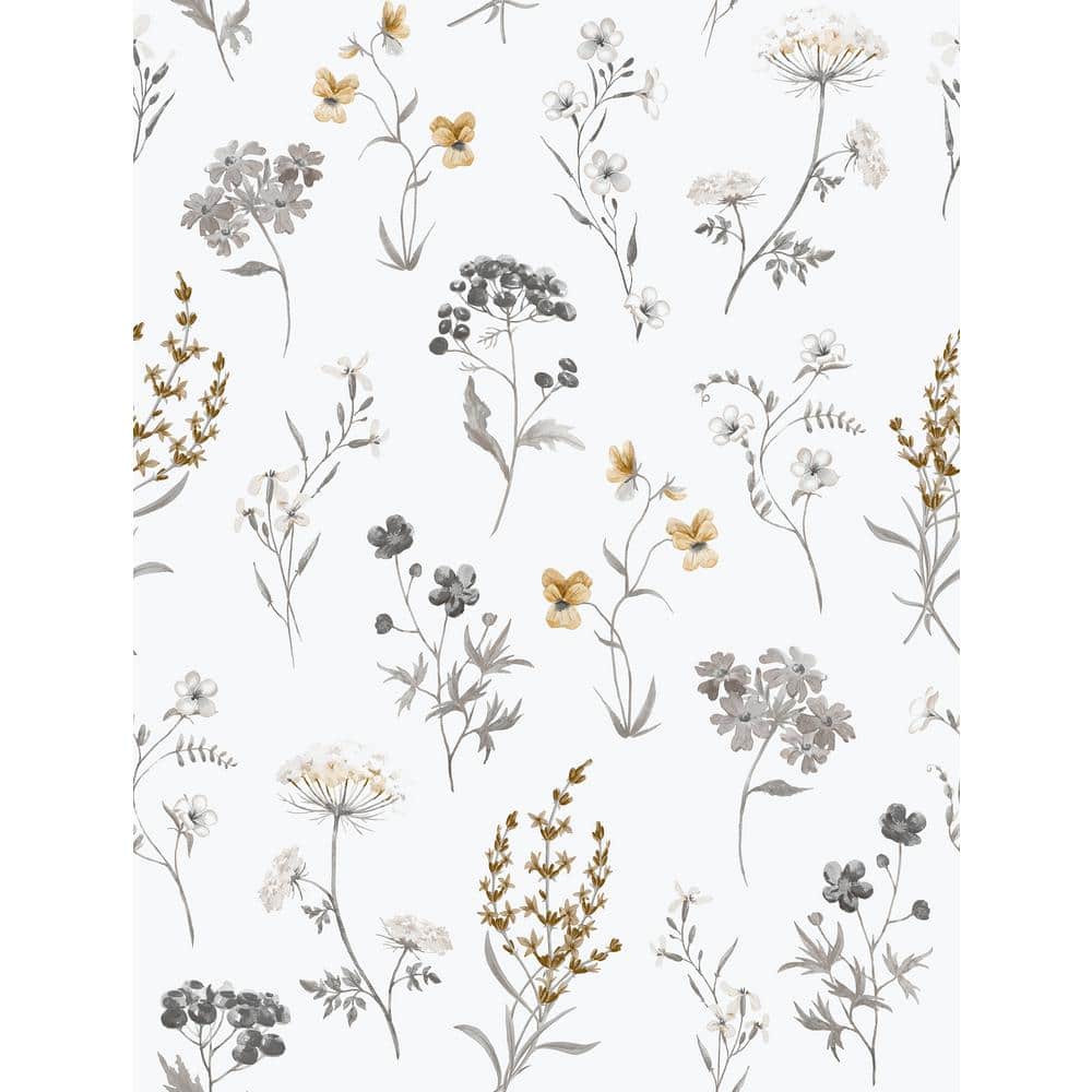 Spring Blossom Collection Botanical Floral Mix Silver/Gray Matte Finish Non