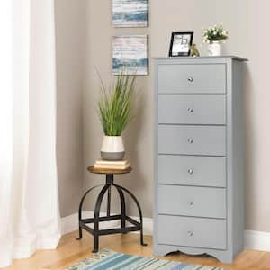 Gray 6-drawer 16 in. Wide Chest of Drawers