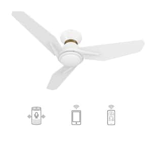 Tilbury 44 in. Integrated LED Indoor/Outdoor White Smart Ceiling Fan with Light and Remote, Works with Alexa/Google Home