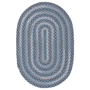 Braided Blue/Gray 4 ft. x 6 ft. Striped Oval Area Rug