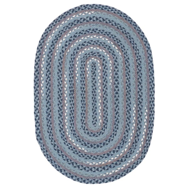 SAFAVIEH Braided Blue/Gray 4 ft. x 6 ft. Striped Oval Area Rug