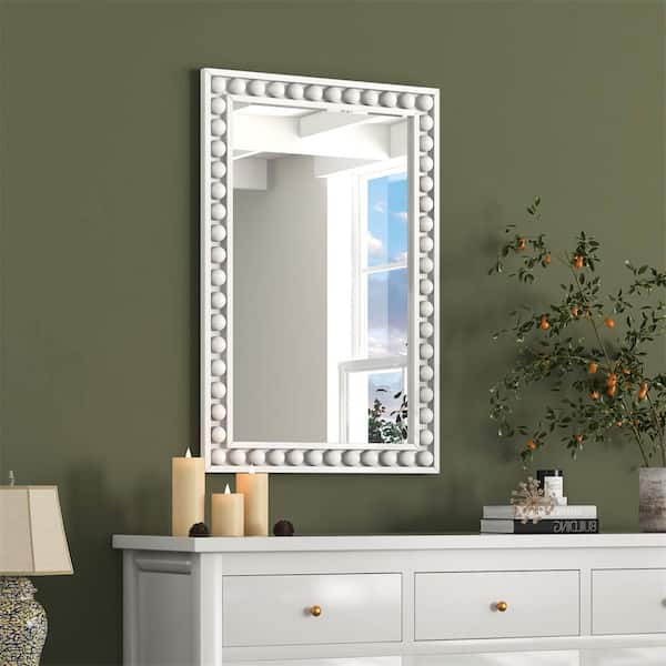 24 in. W x 36 in. H Rectangular Framing Wood Wall Bathroom Vanity Mirror in White