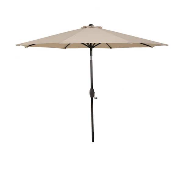 maocao hoom 9 ft. Aluminum Outdoor Market Patio Umbrella with Push Button Tilt and Crank in Beige
