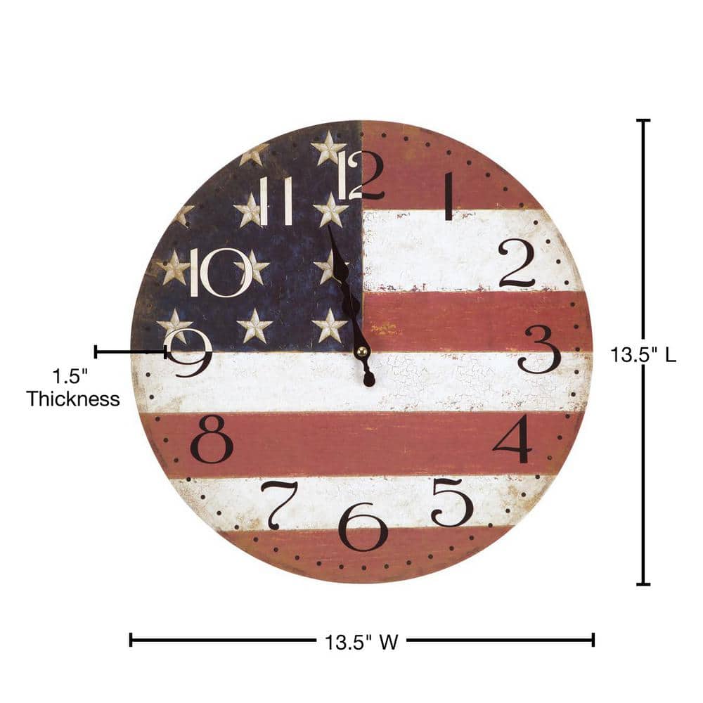 Patriotic American Flag Distressed Circular Wall Clock