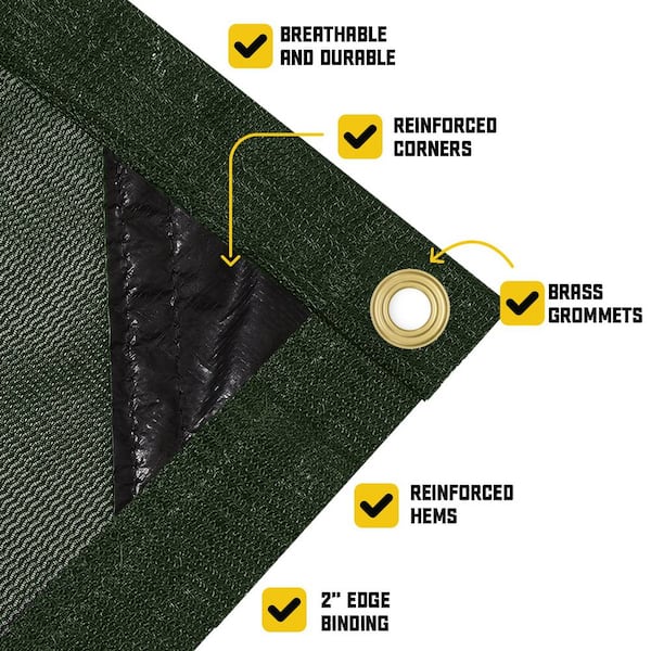 CORE TARPS 10 ft. X 20 ft. Green 250 GSM 7.5 oz. Heavy Duty Mesh