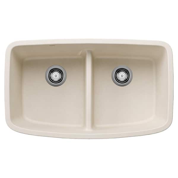 Blanco VALEA 32 in. Undermount 50/50 Double Bowl Soft White Granite Composite Kitchen Sink