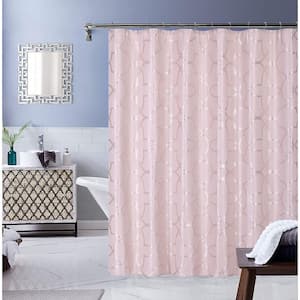 Carly 70 in. x 72 in. Blush Embroidered Shower Curtain