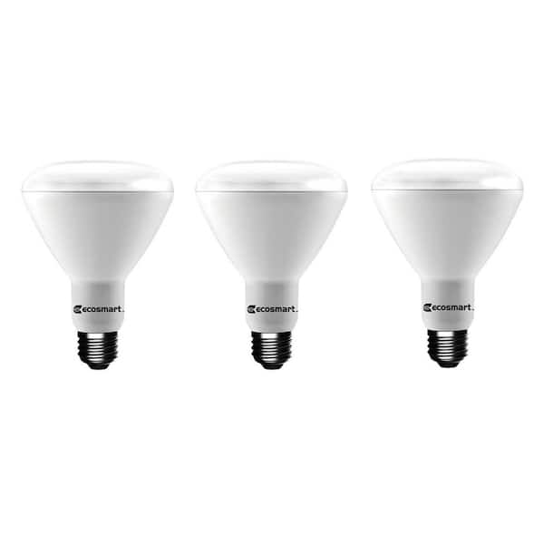 EcoSmart 65-Watt Equivalent BR30 Dimmable LED Light Bulb Bright White (3-Pack)