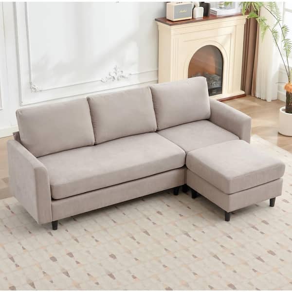 JEAREY Venice 83.5 in. Wide Clinquant Velvet Sectional Sofa, Gray