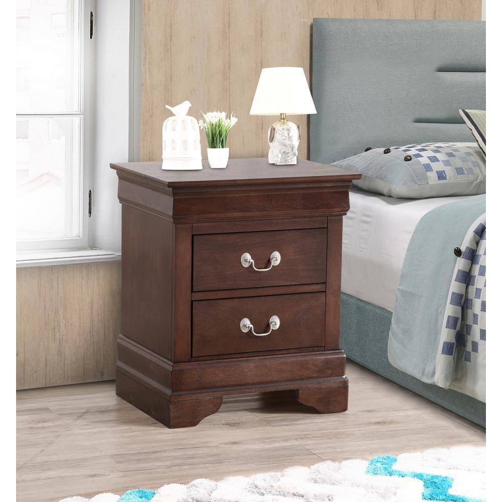 Louis Philippe 2-Drawer Cappuccino Nightstand (24 in. H x 21 in. W x 16 in.