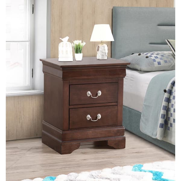AndMakers Louis Philippe 2-Drawer Cappuccino Nightstand (24 in. H x 21 in. W x 16 in. D)
