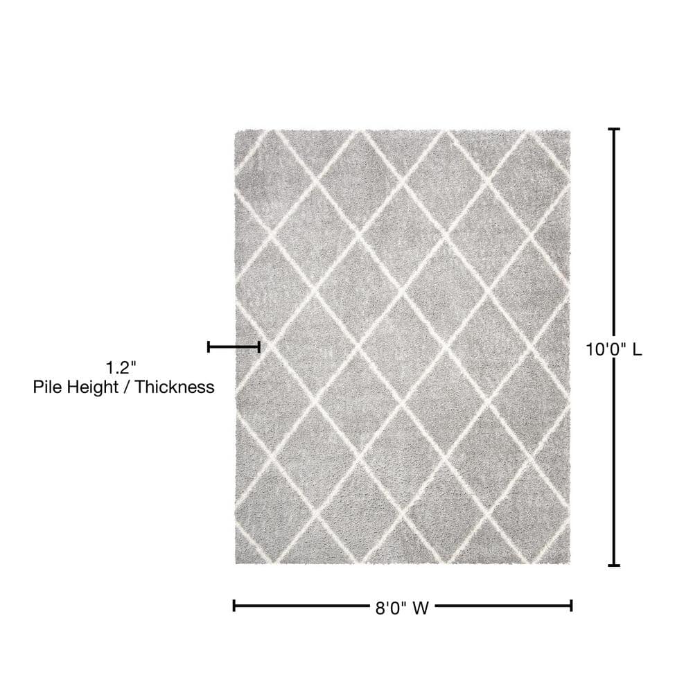 Gray Geometric Shag 8' x 10' Stain-Resistant Area Rug