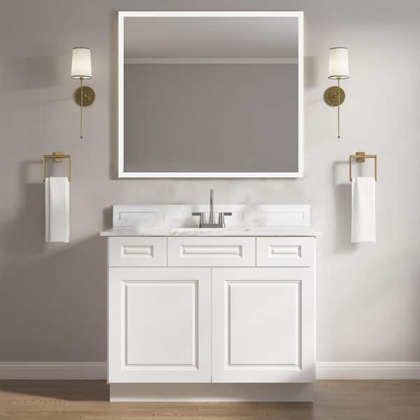 HOMLUX 2-Drawer 36 in. W x 21 in. D x 34.5 in. H Ready to Assemble Bath Vanity Cabinet without Top in Raised Panel White