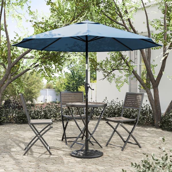 9 ft patio umbrella home depot Furniture of America Ermine 9 ft. Steel Market Tilt Patio Umbrella in Blue  With Carrying Bag LA-A010BL