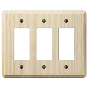 Contemporary 3 Gang Rocker Wood Wall Plate - Unfinished Ash