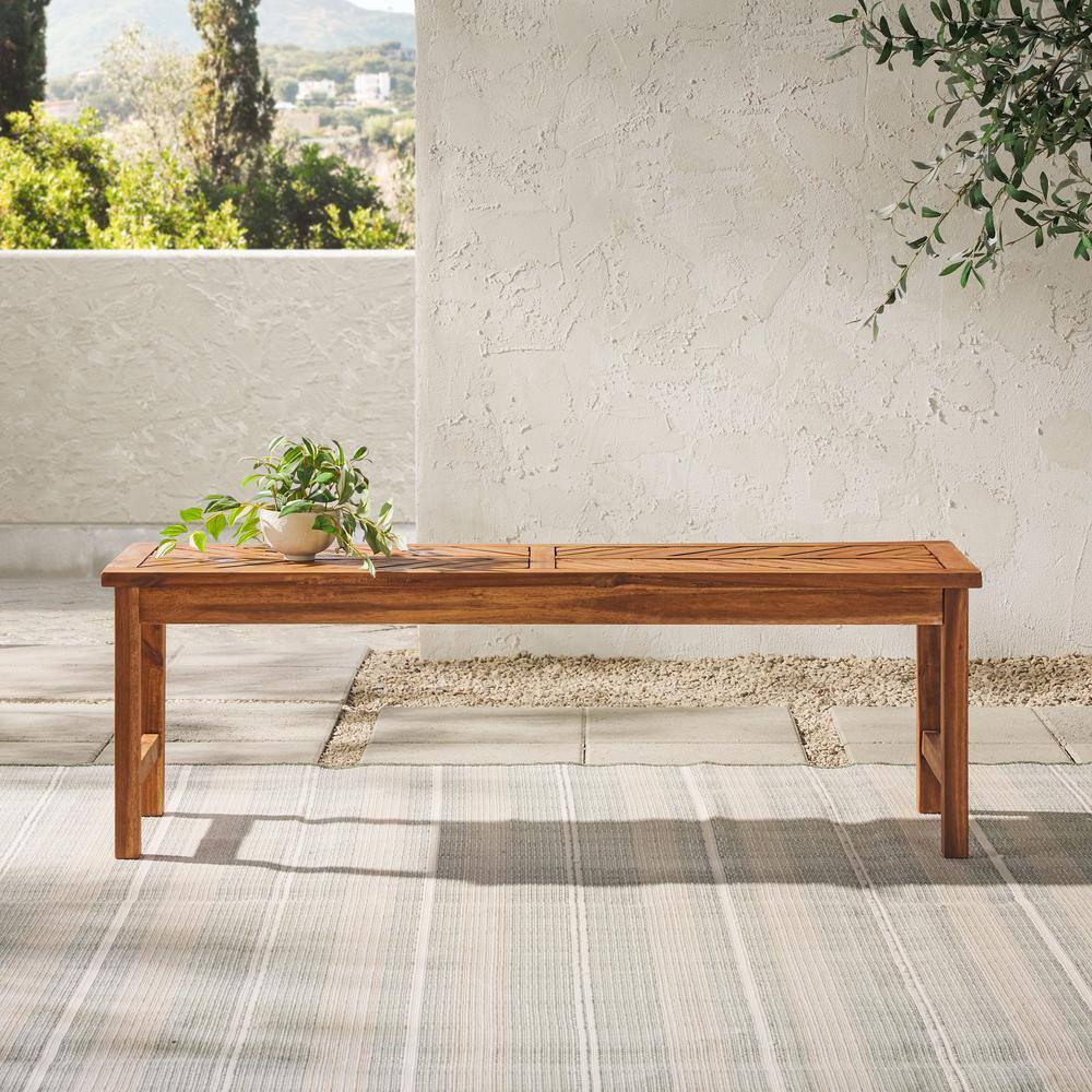 Walker edison acacia wood patio bench discount