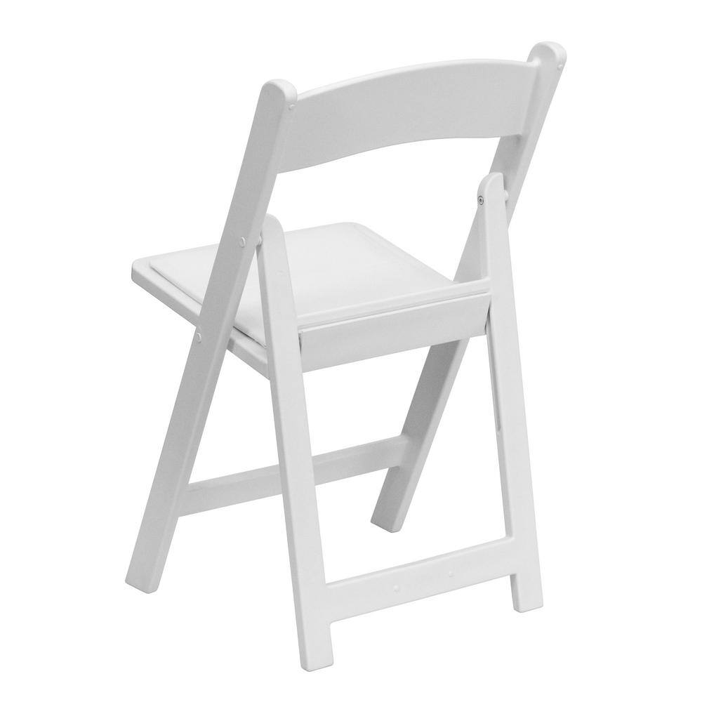 Elegant White Resin Lightweight Folding Chair with Cushioned Seat