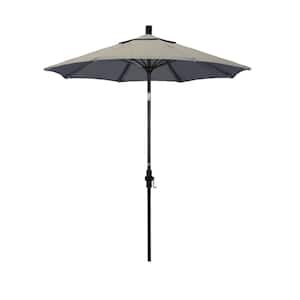 7.5 ft. Matted Black Aluminum Market Patio Umbrella Fiberglass Ribs and Collar Tilt in Spectrum Dove Sunbrella