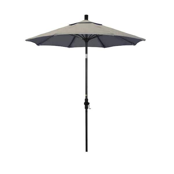 California Umbrella 7.5 ft. Matted Black Aluminum Market Patio Umbrella Fiberglass Ribs and Collar Tilt in Spectrum Dove Sunbrella