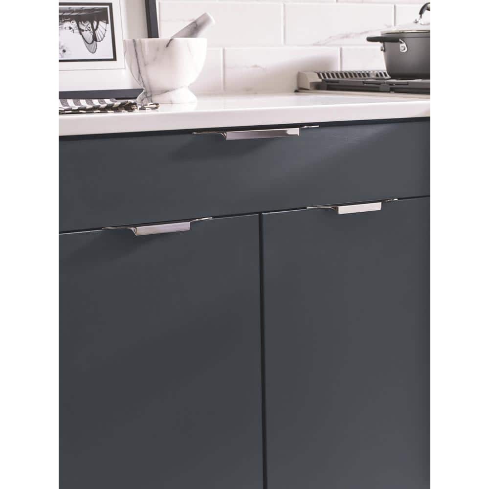 Polished Chrome Modern Cabinet Edge Pull with Mounting Hardware