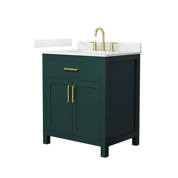 Beckett 30 in. Single Freestanding Green Bath Vanity with Giotto Quartz Top (Assembled)