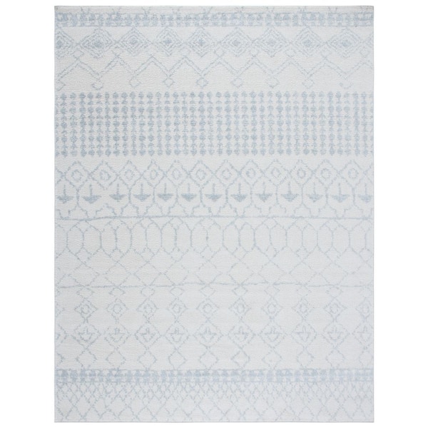 Tulum 10 ft. x 13 ft. Ivory/Light Gray Diamond Tribal Area Rug