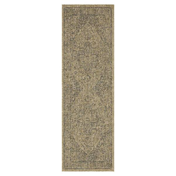 Zaria 2 ft. x 8 ft. Jute and Black Indoor/Outdoor Area Rug