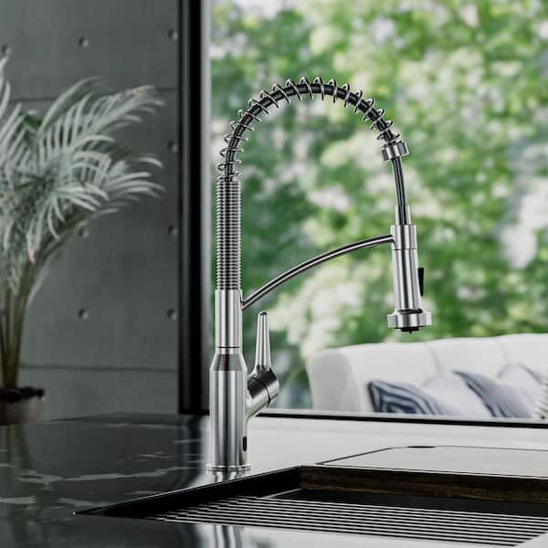 Scottsdale 18-5/8 in. Single Handle Touchless Pull-Down Sprayer Kitchen Faucet 360° Spout in Spot-Free Stainless Steel