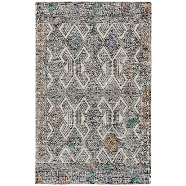 HomeRoots Black and Ivory 2 ft. x 3 ft. Chevron Area Rug
