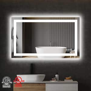 40 in. W x 24 in. H Rectangular Frameless LED Light Anti-Fog Wall Bathroom Vanity Mirror with Backlit and Front Light